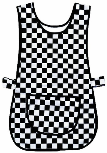 Black white checked - white,