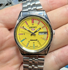 Vintage Seiko Sports Automatic 5 Watch Yellow Dial 6309A