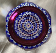 Whitefriars 1970s Millefiori Glass Paperweight Window cut