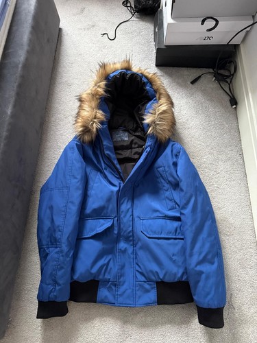 Zara men blue parka jacket - blue,