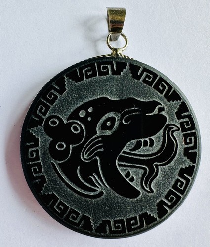 Vintage black obsidian - black, hand