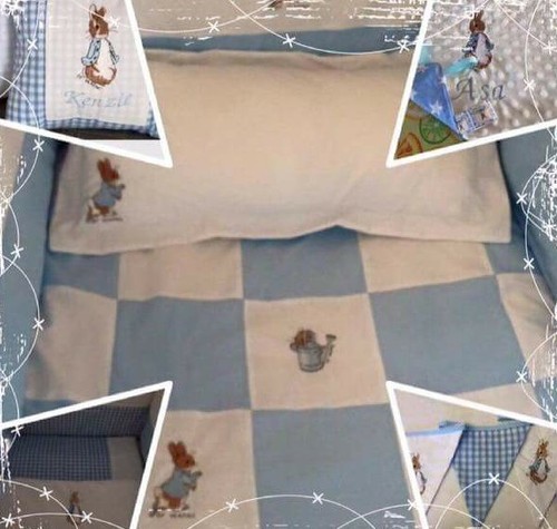 Peter rabbit plain blue cot - plain,