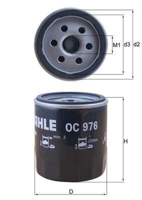 Mahle oc976 oil filter - mahle,