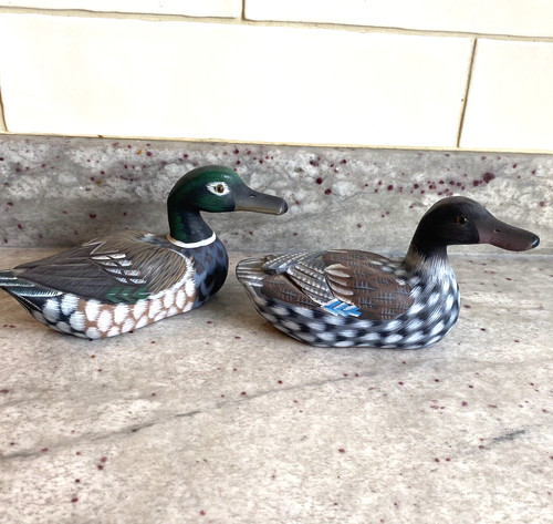 Vintage wooden mallard ducks - wooden,