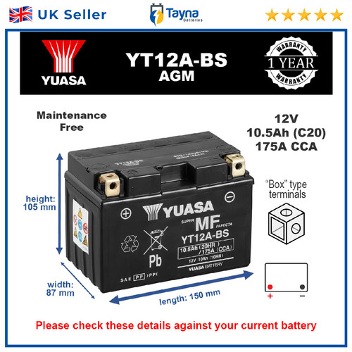 Genuine yuasa yt12a high - genuine, yt12a-bs