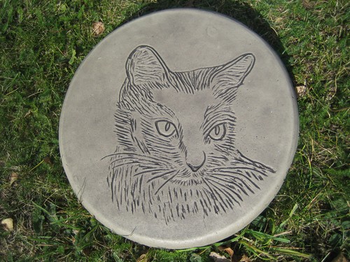 Garden stepping stones cat - stones,