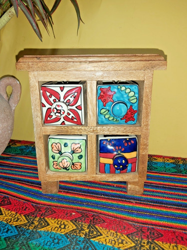 Handmade indian ceramic - indian, four