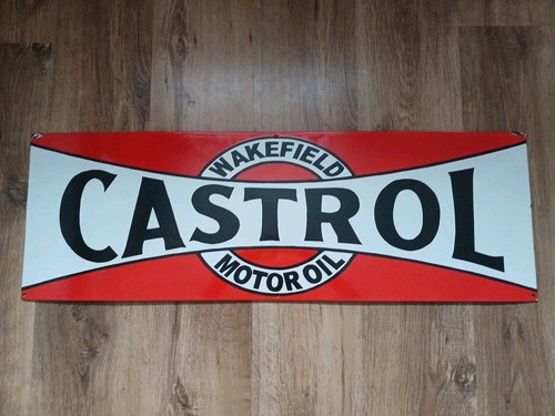 Enamel castrol sign - enamel,