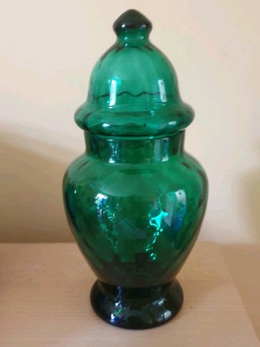 Emerald green glass lidded