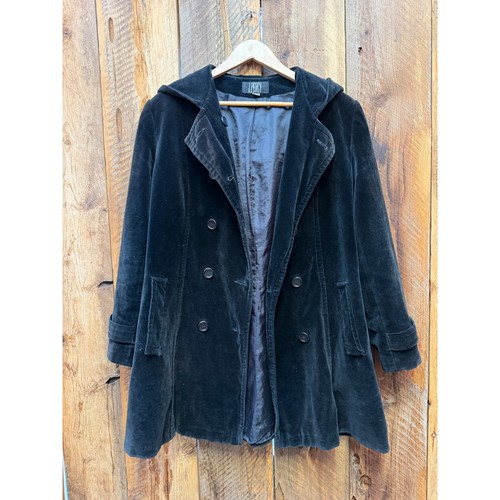 Vintage black velvet hooded - black,