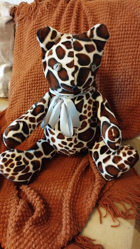 Giraffe print plush - teddy, hand