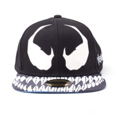MARVEL COMICS Venom Mask Glow-in-the Dark Snapback Baseball Cap, Black/White
