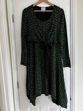 Masai Clothing Company Dress Large Green Black Fit Flare Tea Comfy Stretchy