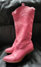 Vintage Faith Pink Cowboy Leather Boots UK Size 5