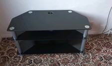  TV Stand glass large- black  3 shelves preowned