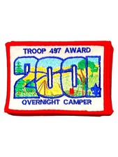 Vintage Lot of 10 Troop 497 2001 Overnight Camper Patch Boy Scout BSA Patch NEW