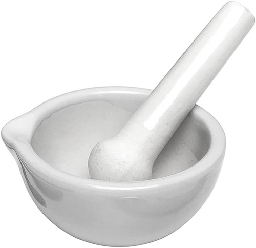 White mini pestle and - white, mortar
