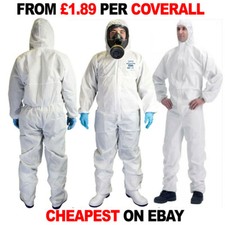 White Disposable Coveralls Painters Mechanics Spray Boiler Suit Hooded Overalls