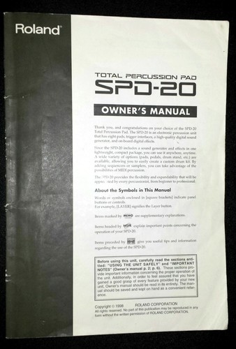 Roland spd owner manual - roland, 20