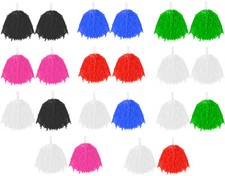POM POMS PAIR COLOURED CHEERLEADER SHAKERS USA SPORTS DANCE SCHOOL LIGHTWEIGHT