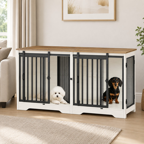Double dog crate furniture - dog,