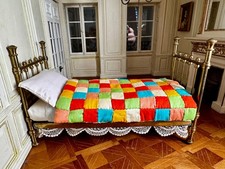 Dolls house miniature 1:12 ARTISAN single brass bedstead, mattress + bedding