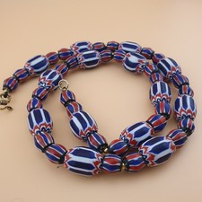 Vintage Venetian Style Chevron Glass Beads Necklace 22 inches