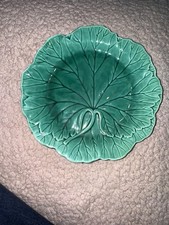Vintage Wedgwood Of Etruria & Barlastone Majolica Green Cabbage Leaf Plate 8”