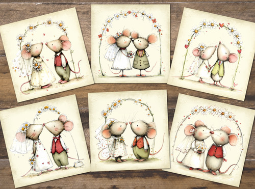 Cute mice couples wedding - couples,