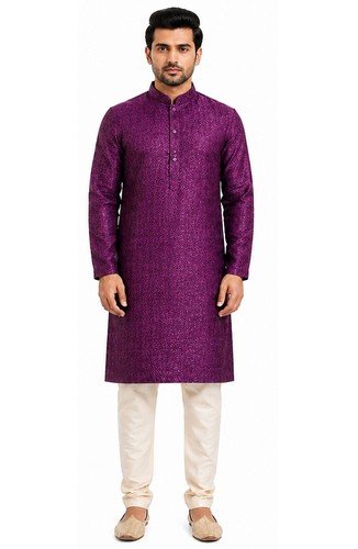 Men jacquard plum kurta - men's,