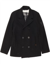 ALPHA INDUSTRIES Mens Pea Coat UK 36 Small Black Wool DA60