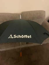 Schoffel Branded Umbrella Green with Wooden Handle Excellent Condition