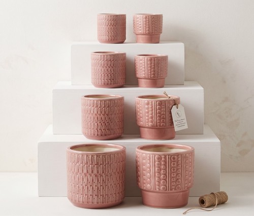 Ceramic textured plant pot - plant,