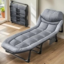 Reclining Sun Lounger Garden Folding Chair Bed Recliner Beach Camping with mat