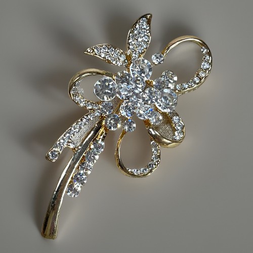 Elegant gold tone rhinestone - gold,