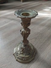 Antique French Heavy Brass Candlestick Converted To Electric 