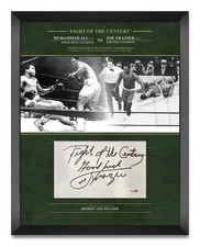 JOE FRAZIER 'FIGHT OF THE CENTURY' SIGNED & FRAMED CARD PRESENTATION PSA/DNA