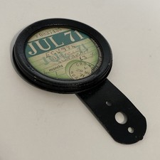 Vintage Motorcycle Tax Disc Holder Showing Tax Disc July 1971 - Sunbeam