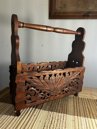 Vintage ornate carved solid - carved,