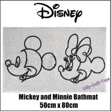 Disney Mickey & Minnie Mouse Grey Black Bathmat Bath Mat Rug 50 x 80cm Bathroom
