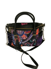 Desigual Black print fold over closure med/large Faux Leather Shoulder/hand Bag