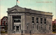 Shelby Ohio OH Citizens Bank Building Entrance 1900s Postcard