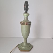 Antique French Carved Wood Table Lamp Light Base Bakelite Fitting Green Floral