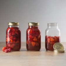 Set of 6 Large 1 Litre Screw Top Kilner Glass Preserve Jars Jam Pickle Vintage