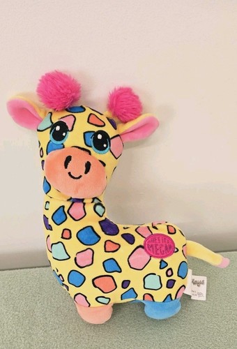 Megan plays plush giraffe - plush,