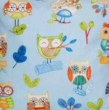 Blue Cotton Printed Owls
