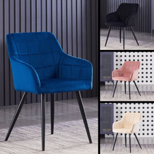 Camden Velvet Square Stitched Chair | Cushioned Padded Seating | Dining | Velvet