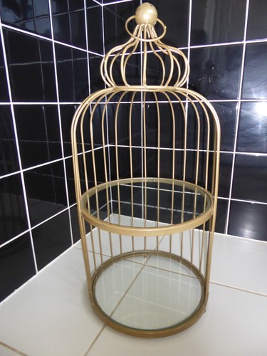 Vintage gold metal - bird, cage