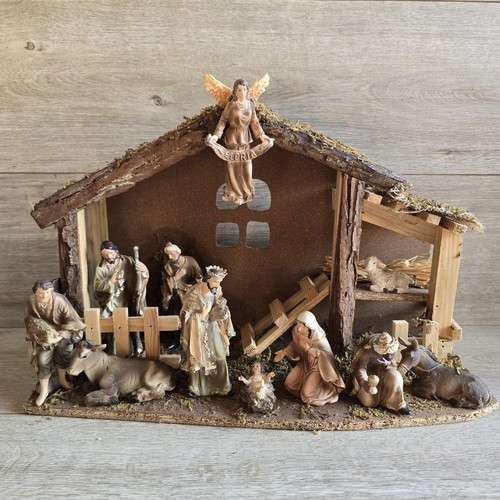 Large vintage wood nativity - wood,