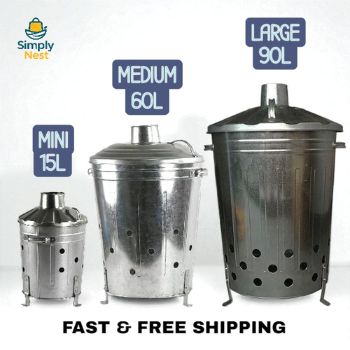 Galvanised garden incinerator - garden,